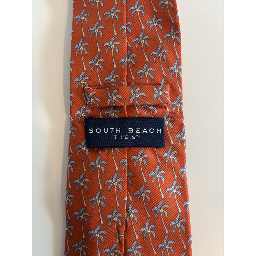 South Beach Ties Neck Tie Palm Trees Orange‎